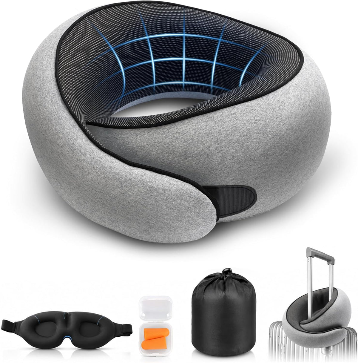G-Shaped Memory Foam Travel Pillow – Ergonomic Neck Support for Comfortable Travel